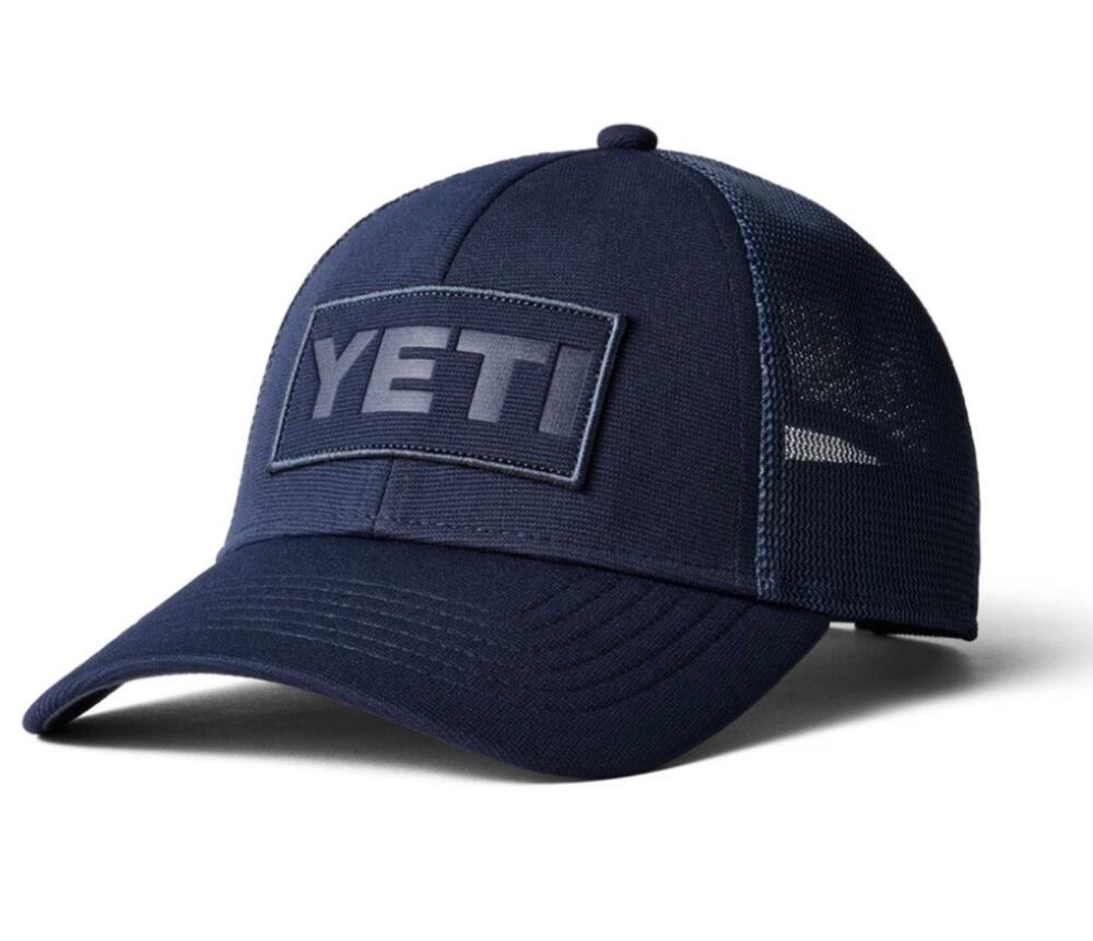 YETI Patch on Patch Low Pro Trucker Hat Snapback Golf Hat Mens Navy Blue Mesh OS